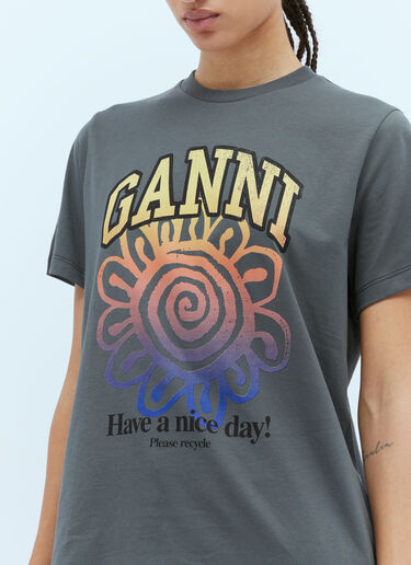 Flower Print T-Shirt GANNI Flower Print T-Shirt Grey gan0254016
