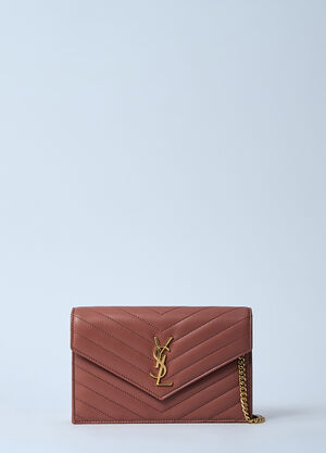 Saint Laurent Cassandre Chain Wallet Brown sla0259069