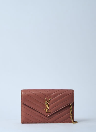 Saint Laurent Cassandre Chain Wallet Brown sla0259069