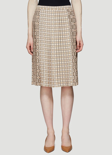 Burberry Multi Check Pleated Skirt Beige bur0238020