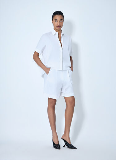 Max Mara Pleated High-Waist Shorts White max0264055