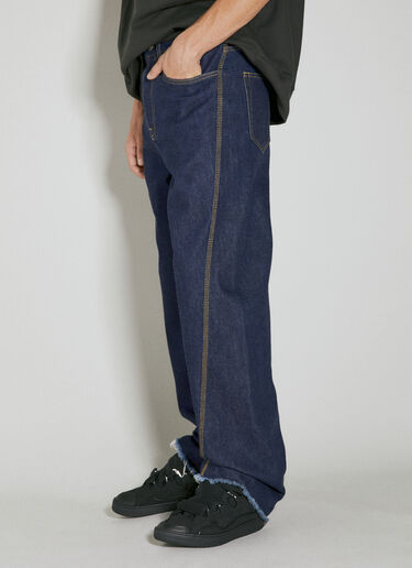 Twisted Raw Denim Baggy Jeans Lanvin Twisted Raw Denim Baggy Jeans Navy lnv0153007