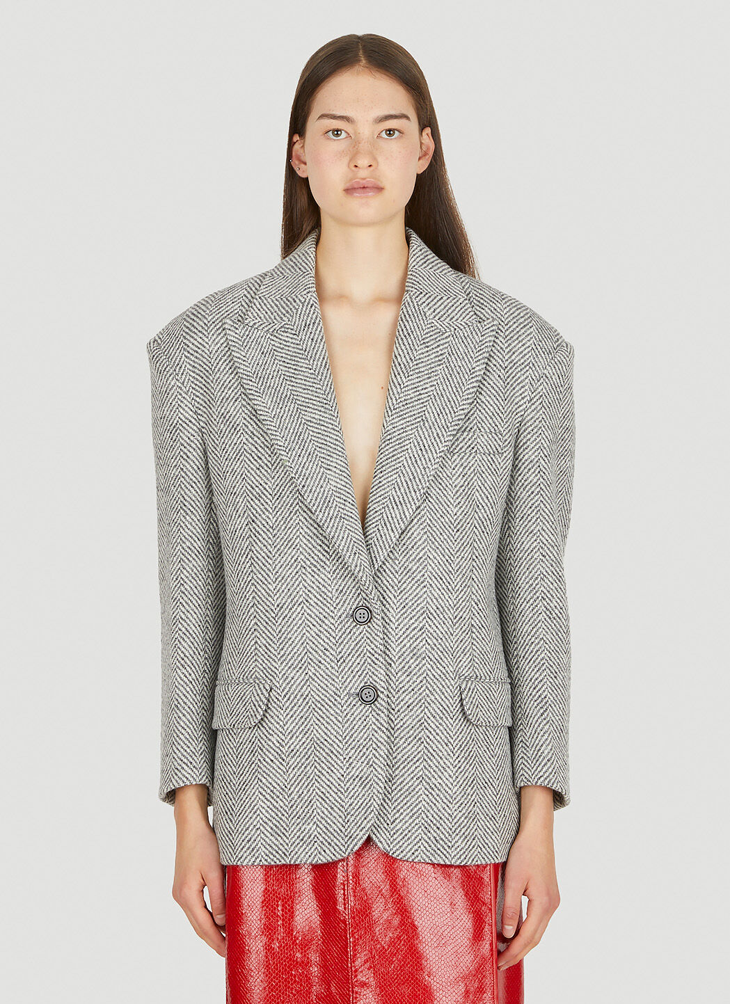Gucci Chevron Blazer in Grey LN CC