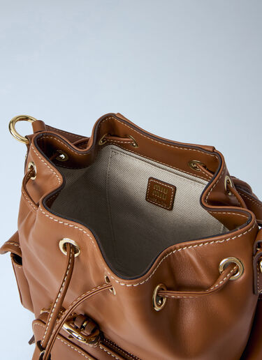 LN-CC® - Miu Miu: Logo Leather Backpack - Brown Miu Miu Logo Leather Backpack Brown miu0264204