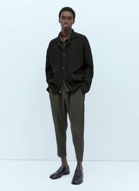 Homme Plissé Issey Miyake Rustic Knit Cardigan Black hmp0153001