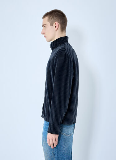 Our Legacy Phantom Stripe Velour Zip-Up Sweatshirt Blue our0160023