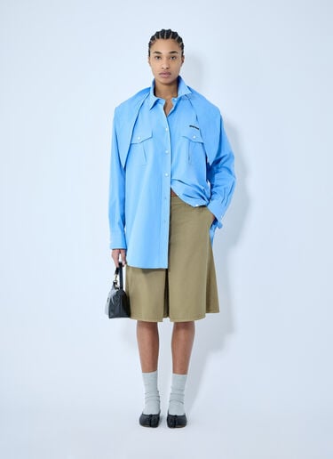Miu Miu Poplin Shirt With Scarf Blue miu0360001