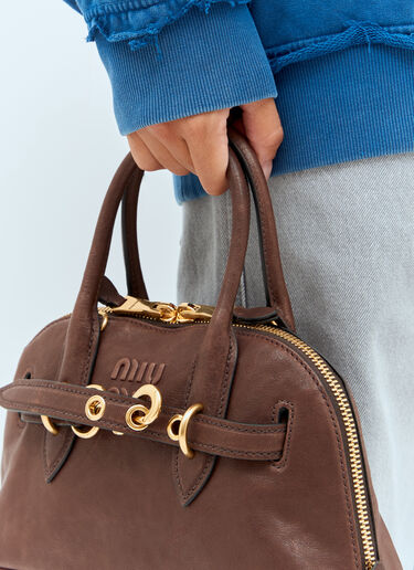 Miu Miu Small Aventure Nappa Leather Handbag Brown miu0258042