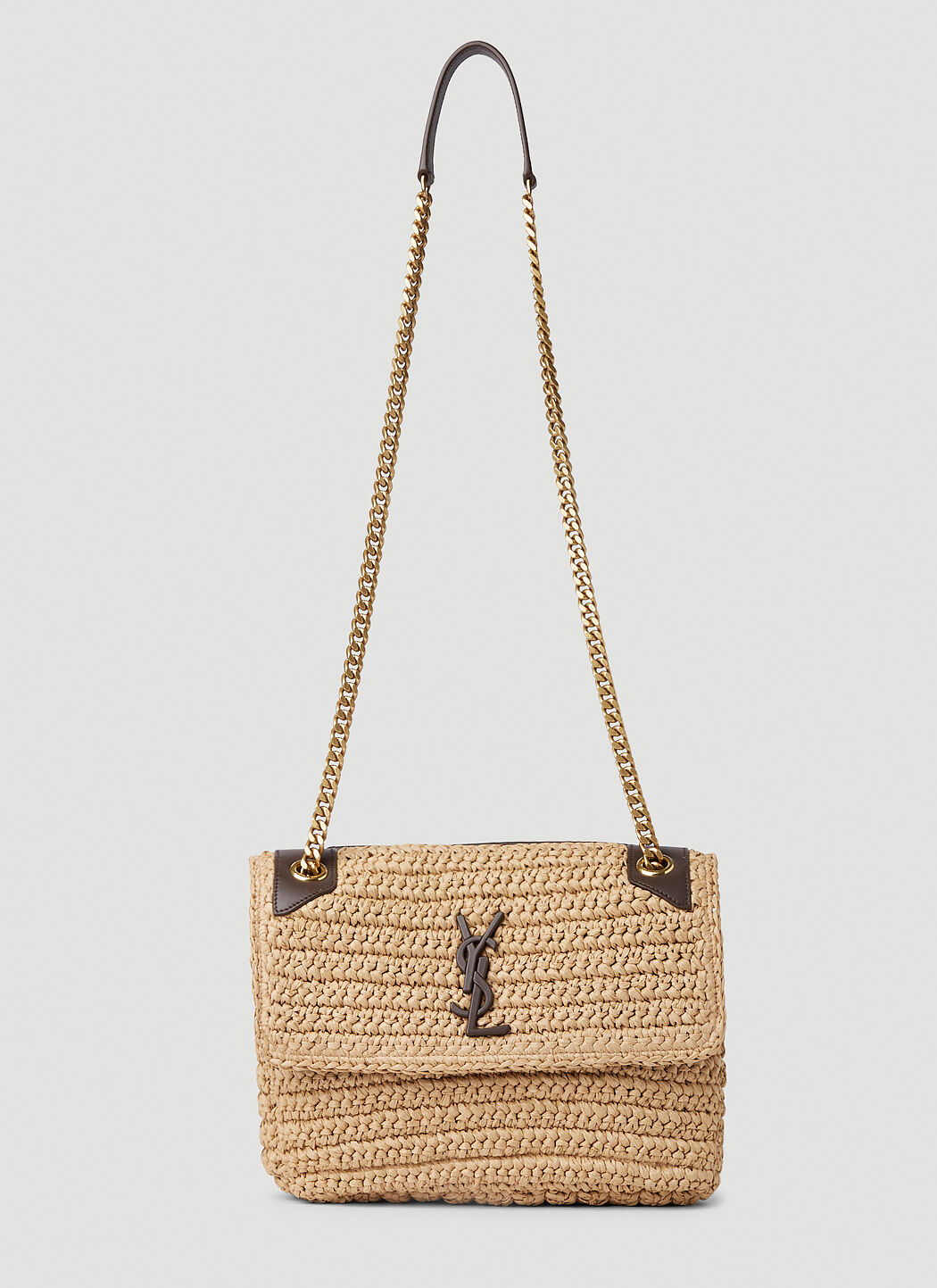 Saint Laurent Niki Raffia Shoulder Bag in Natural LN CC