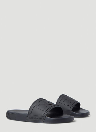 Dolce & Gabbana Logo Embossed Slides Black dol0145036