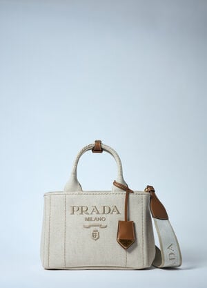Prada Small Canvas Tote Beige pra0260037