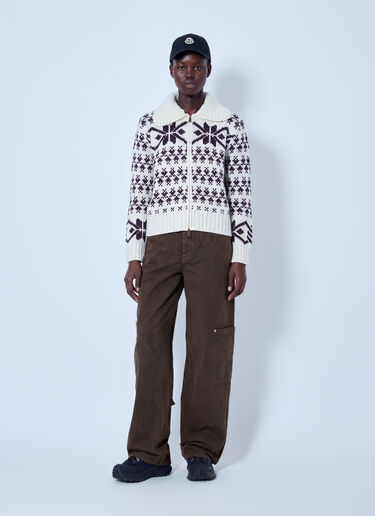 LN-CC® - Moncler: Fair Isle Zip Cardigan - Light Beige Moncler Fair Isle Zip Cardigan Light Beige mon0266047
