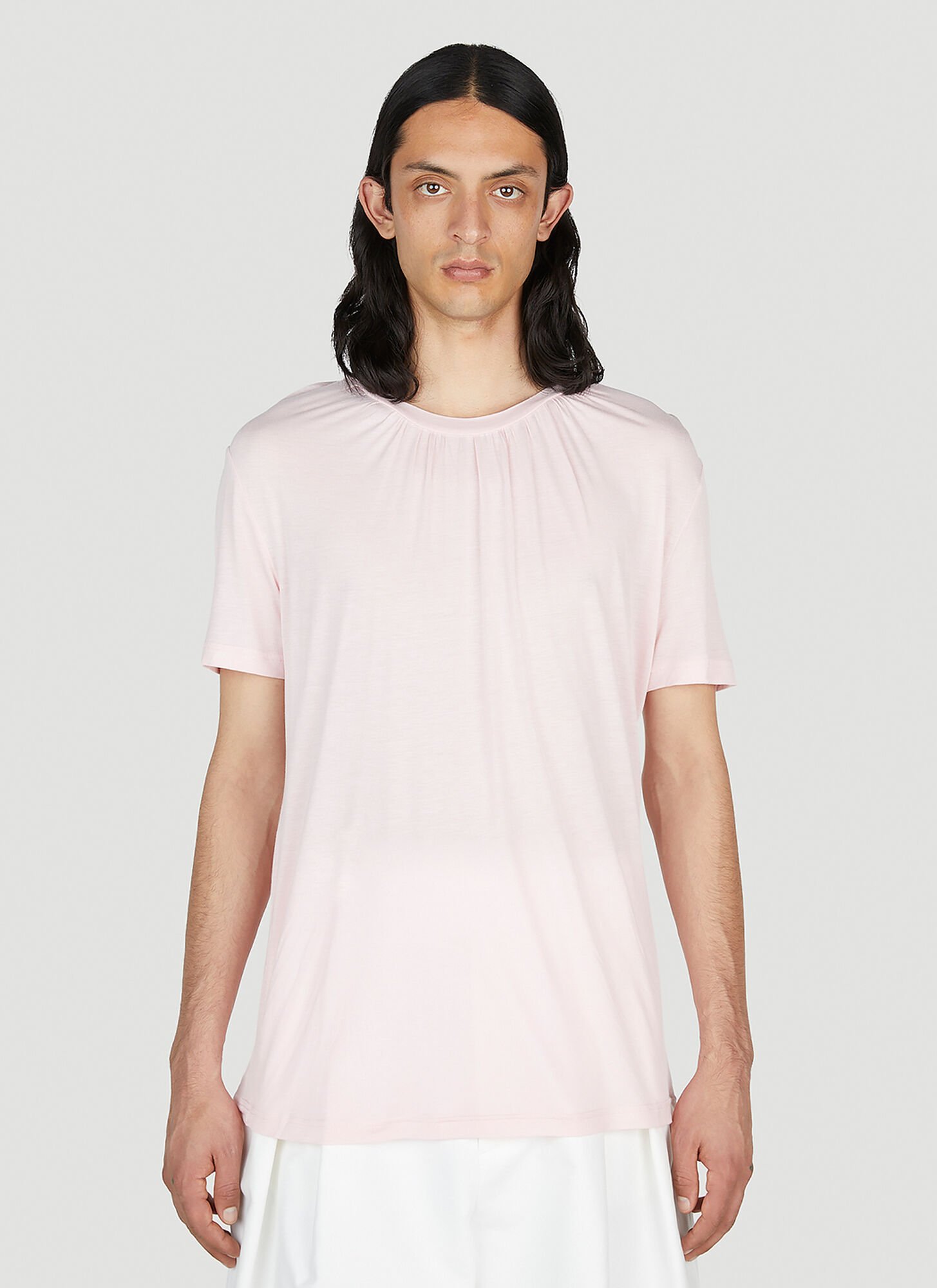 Aaron Esh Gathered Neck T-shirt In Pink