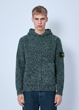 Stone Island Knit Zip-Up Hoodie Green sto0165015