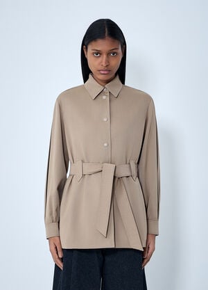 Max Mara Belted Button-Down Shirt Brown max0263032