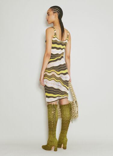 Isa Boulder Wave Knit Midi Dress Yellow isa0253003