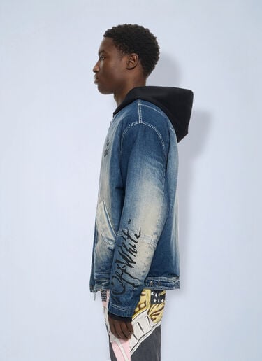 LN-CC® - Off-White: Cherry Jers Hoodie Den Jkt - Blue Off-White Cherry Jers Hoodie Den Jkt Blue ofw0164125