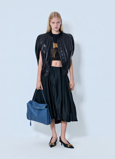 LN-CC® - Balenciaga: Structured Leather Bomber Jacket - Black Balenciaga Structured Leather Bomber Jacket Black bal0264005