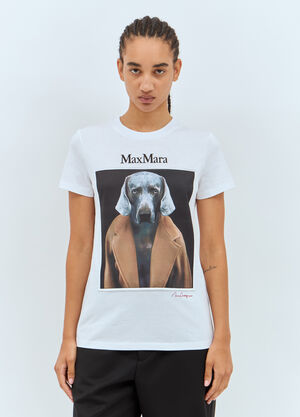 Max Mara Dog Print T-Shirt White max0257029