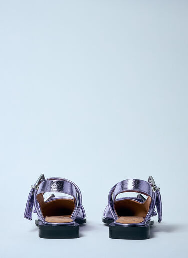 GANNI Metallic Feminine Buckle Ballerina Flats Purple gan0259052