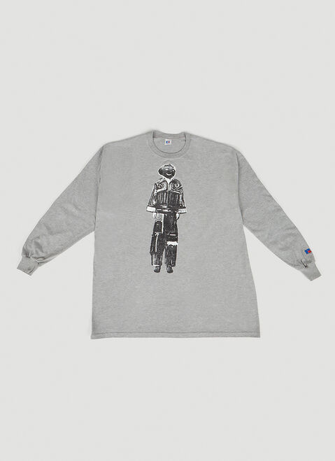 DRx FARMAxY FOR LN-CC x LEVI'S 그래픽 프린트 롱 슬리브 T-셔츠 블루 dfl0347004