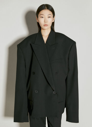 Balenciaga Cropped Wool Blazer Black bal0255003