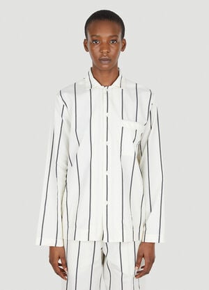 Tekla Striped Classic Pyjama Shirt White tek0351022