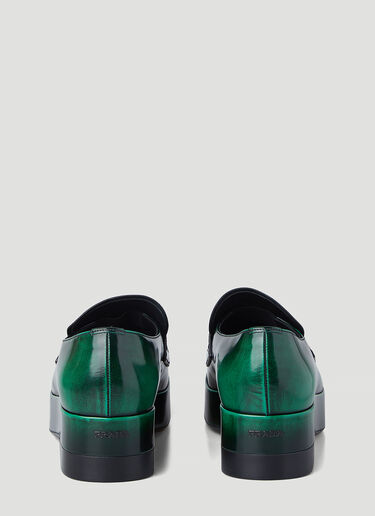 Prada Brushed Leather Loafers Green pra0146011
