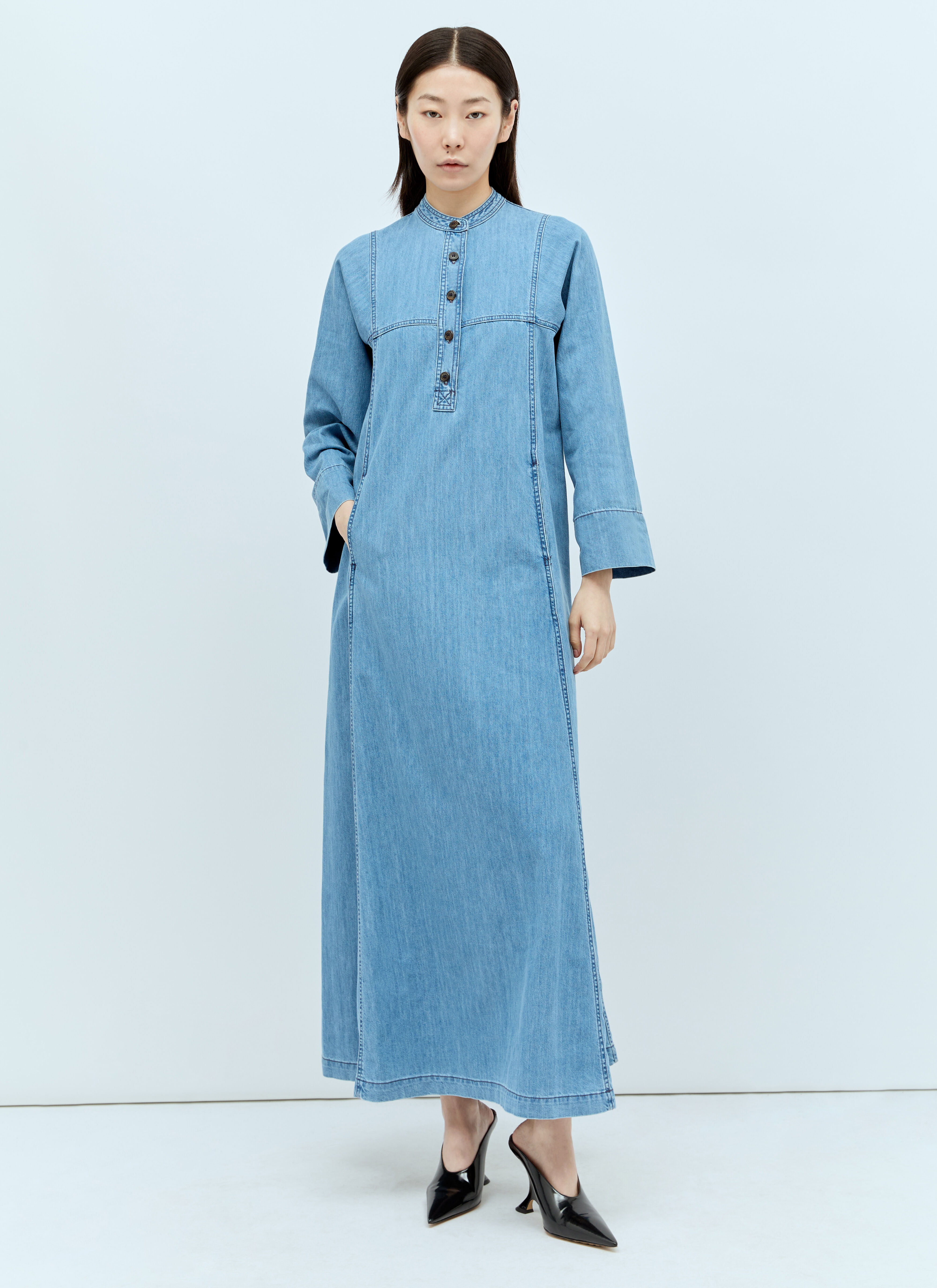 Dries Van Noten Women s Denim Maxi Dress in Blue LN CC