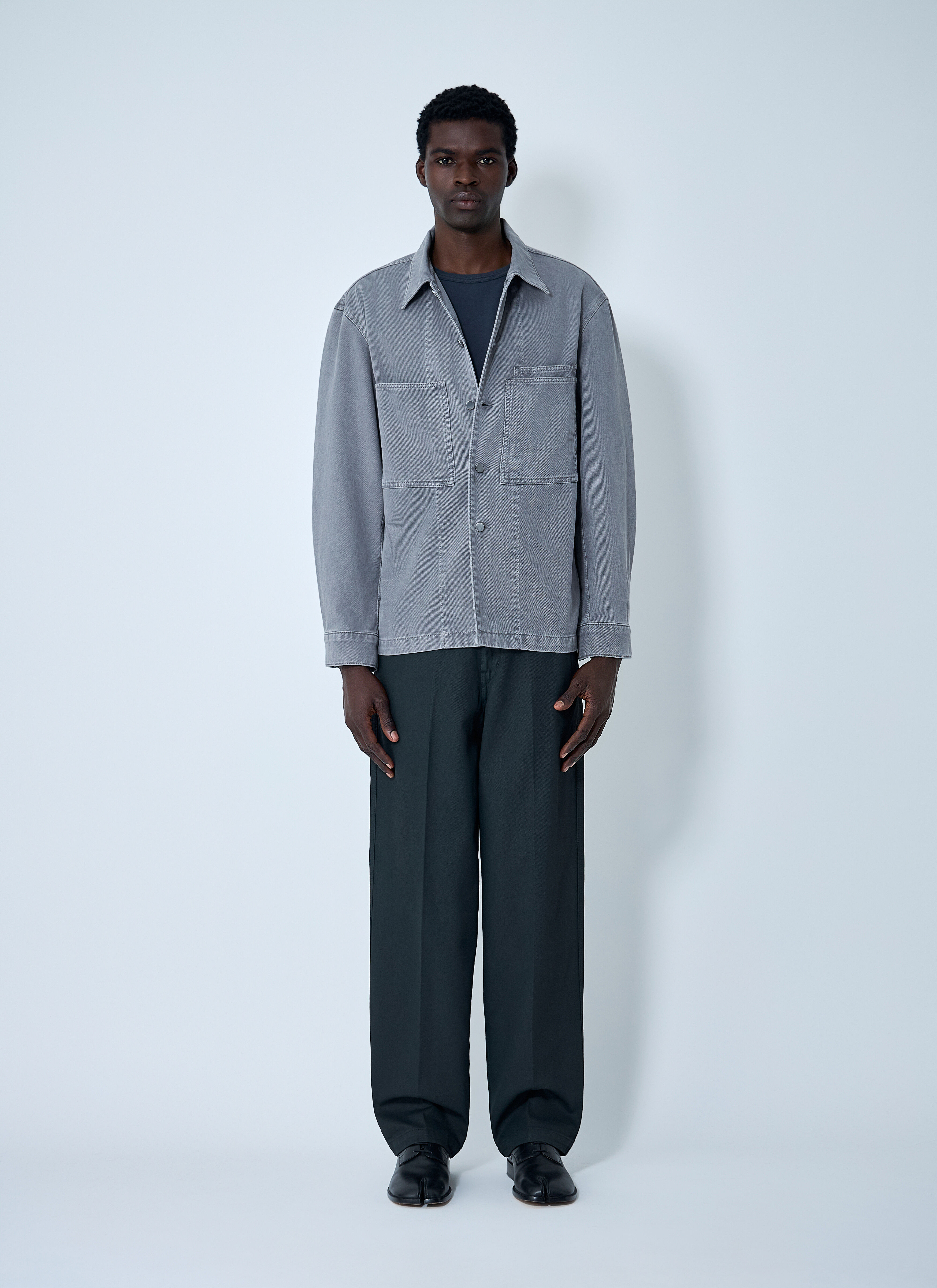 【lemaire】SMOCK TOP SILVER BIRCH Lemaire Men's' Workwear Overshirt in Grey | LN-CC®