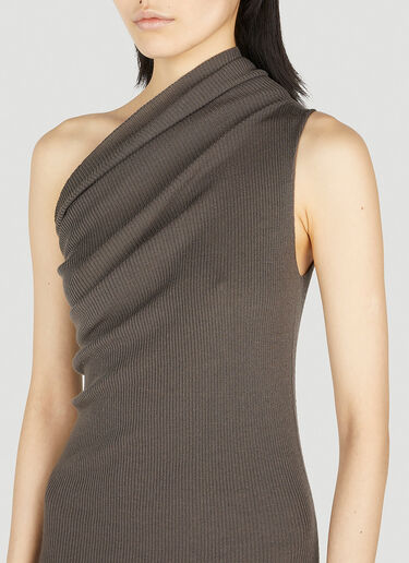 Rick Owens Asymmetric One Shoulder Maxi Dress Grey ric0251039