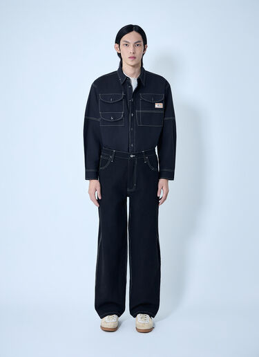 Story mfg. Contrast Stitch Utility Shirt Black mfg0163002