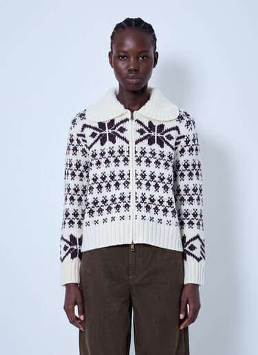 LN-CC® - Moncler: Fair Isle Zip Cardigan - Light Beige Moncler Fair Isle Zip Cardigan Light Beige mon0266047