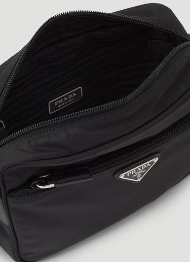 Prada Re-Nylon and Saffiano Leather Shoulder Bag Black pra0248030