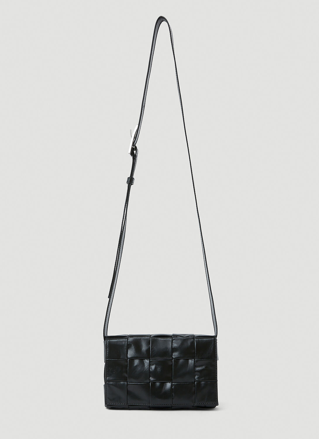 Bottega Veneta Paper Cassette Intrecciato Leather Shoulder Bag In Black