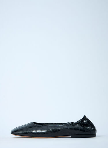 Dries Van Noten Croc-Embossed Ballerina Flats Black dvn0259005