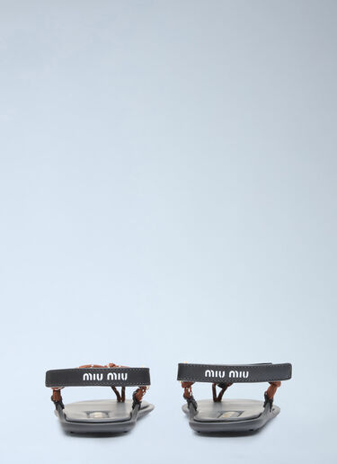 Miu Miu Riviere Cord And Leather Sandals Brown miu0256048