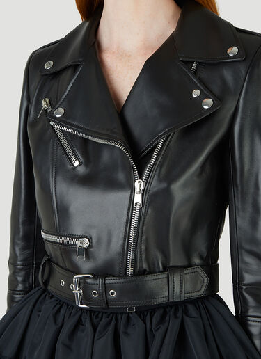 Alexander McQueen Leather Biker Jacket Black amq0245026