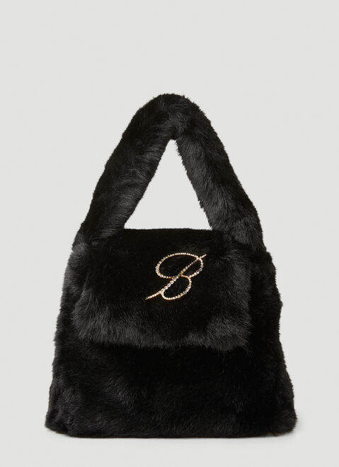 Blumarine Crystal B Faux Fur Handbag Grey blm0253010