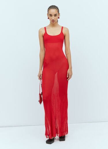 Jacquemus La Robe Maille Oranger Maxi Dress Red jac0254119