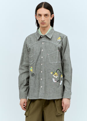 Brain Dead Garden Party Chambray Shirt Grey bra0156004