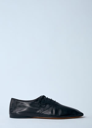 The Row Heredita Leather Lace-Up Shoes Black row0259012
