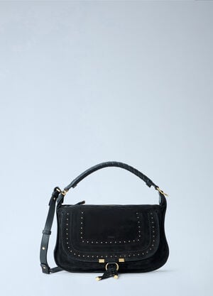Chloé Marcie Medium Studded Suede Shoulder Bag Black chl0265056