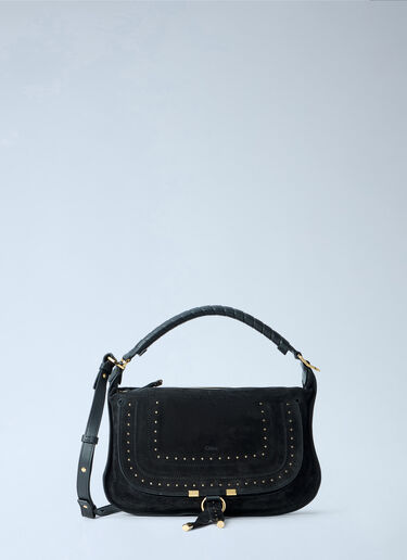 Chloé Marcie Medium Studded Suede Shoulder Bag Black chl0265056