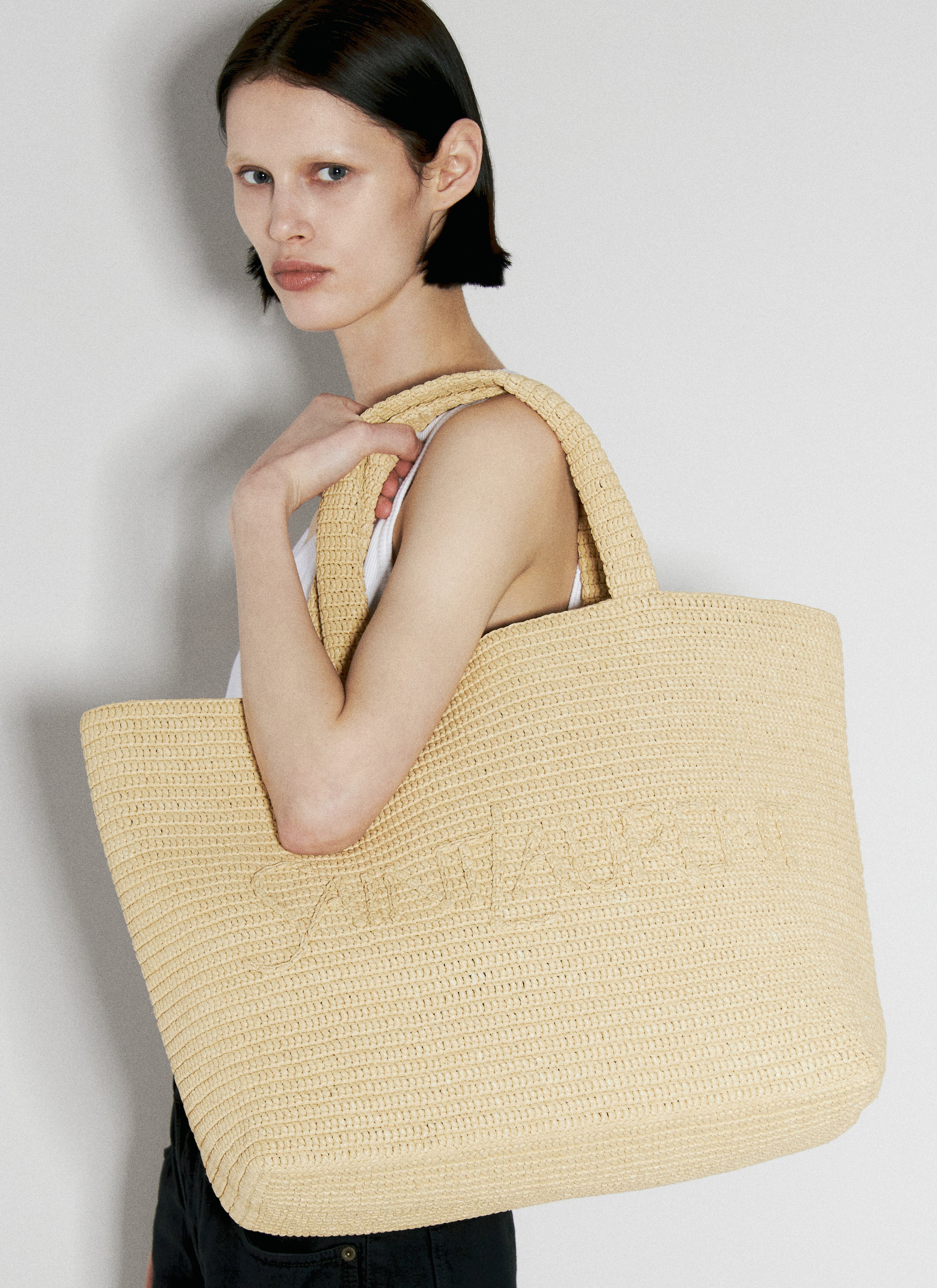 The Row Raffia Tote Bag Cream row0256058