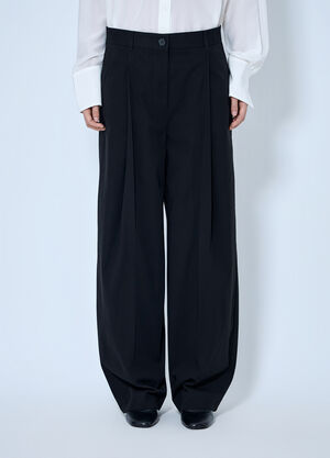 Toteme Single Pleat Cotton Trousers Black tot0265038