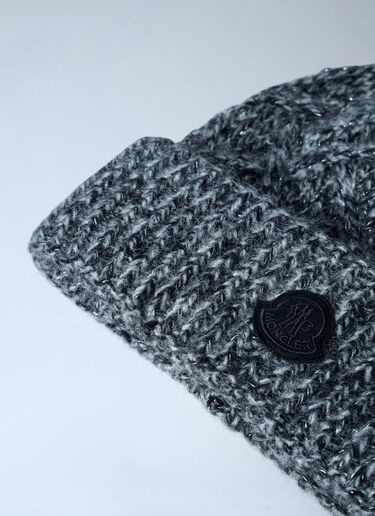 Moncler Logo Motif Beanie Hat Grey mon0262042