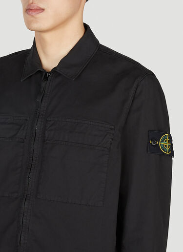 Stone Island 컴퍼스 패치 오버셔츠 블랙 sto0152029