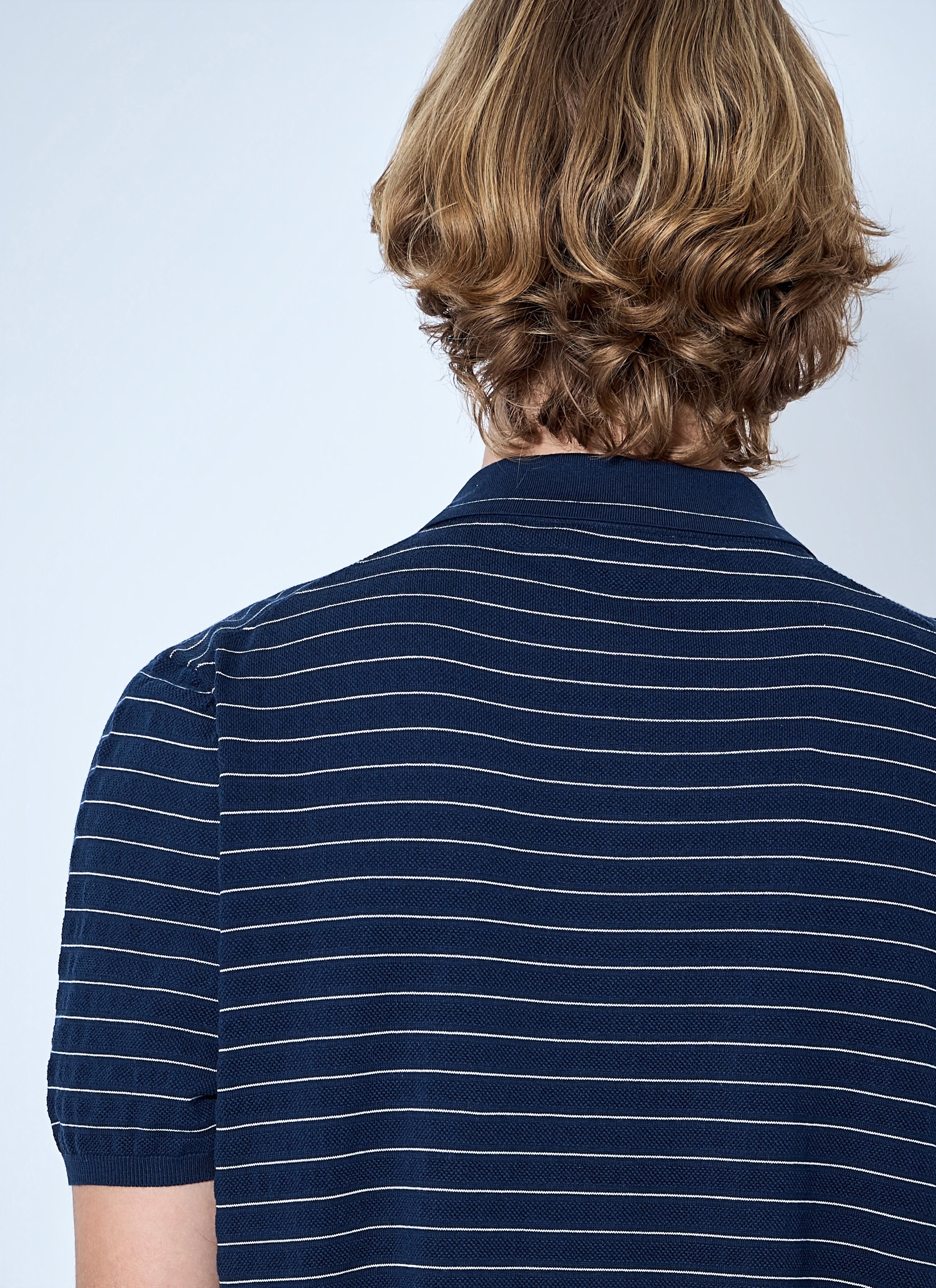 Miu Miu Men's' Striped V-Neck Polo Shirt in Blue | LN-CC®