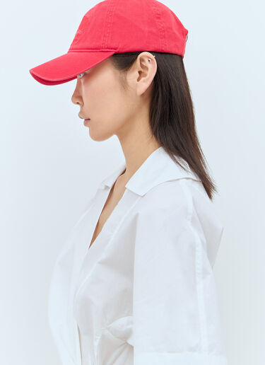 Logo Embroidery Baseball Cap GANNI Logo Embroidery Baseball Cap Red gan0257061